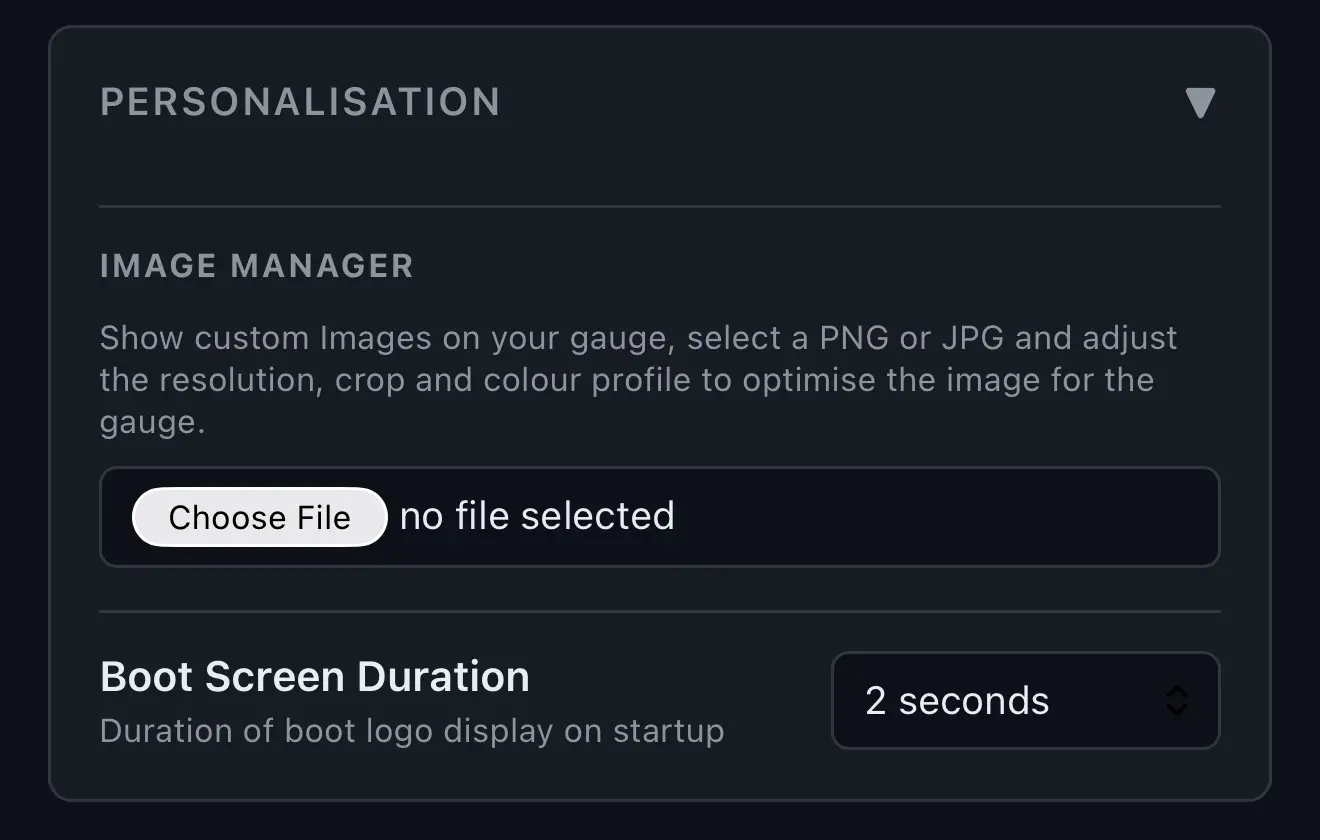 Choose File button in the KrispyGauge Web UI image upload